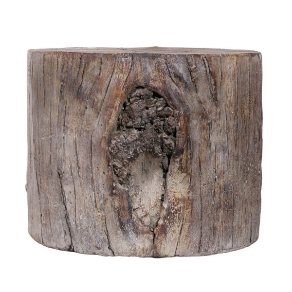 Antique Round Tree Stump Cement Stool, Brown