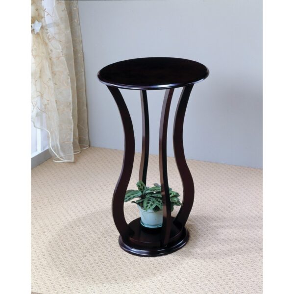 300620266a4443a5c9b00.jpeg Contemporary Plant Stand With Bottom Storage Shelf, Brown