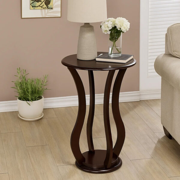 300620266a4443d862d91.jpeg Contemporary Plant Stand With Bottom Storage Shelf, Brown