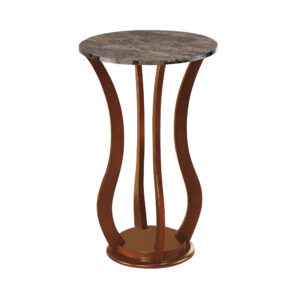 Transitional Wooden Plant Stand With Faux Marble Top, Brown