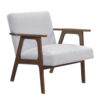 Cathy Accent Chair, Gray Polyester Cushions, Walnut Brown Rubberwood