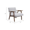 Cathy Accent Chair, Gray Polyester Cushions, Walnut Brown Rubberwood