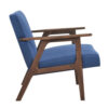 Cathy Accent Chair, Blue Polyester Cushions, Walnut Brown Rubberwood