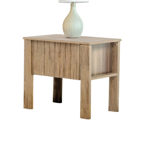 Modern Side End Table, 1 Drawer, Natural Oak Brown, 22x16 Inch Top
