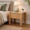 Modern Side End Table, 1 Drawer, Natural Oak Brown, 22x16 Inch Top