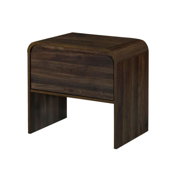 Maria Bedside End Table, 2 Drawers, Walnut Brown Waterfall Edges
