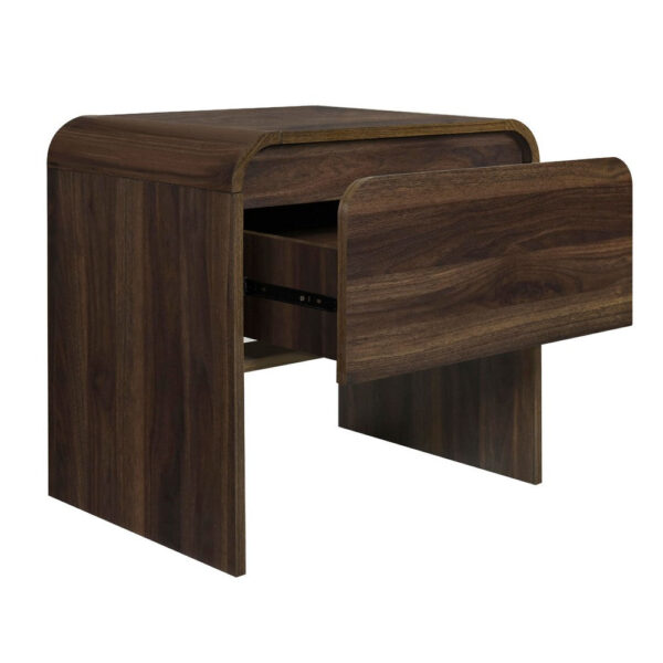Maria Bedside End Table, 2 Drawers, Walnut Brown Waterfall Edges