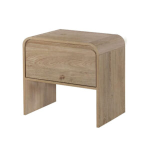 Maria Bedside Table Nightstand, 2 Drawers, Natural Beige Waterfall Edges
