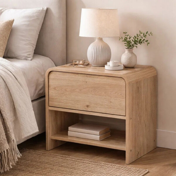 300620266a4447ad56f87.jpeg Maria Bedside Table Nightstand, 2 Drawers, Natural Beige Waterfall Edges