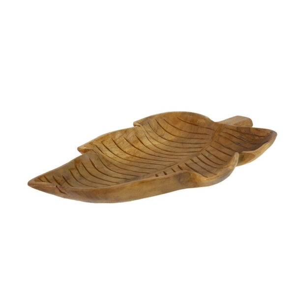 Decorative Accessory Leaf, 16 Inch Tabletop Accent, Teak Brown Wood