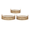 3pc Storage Baskets with Handles, Natural Brown Bamboo Woven Decor