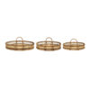 3pc Storage Baskets with Handles, Natural Brown Bamboo Woven Decor
