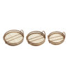 3pc Storage Baskets with Handles, Natural Brown Bamboo Woven Decor