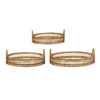 3pc Storage Baskets with Handles, Natural Brown Bamboo Woven Decor