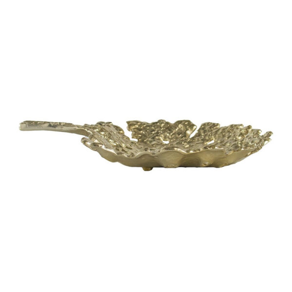 Lacey Decorative Plate, Textured Leaf Design Raised Edge Gold Metal 15 Inch