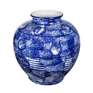 Caleb Decorative Vase, Speckled Glazed Finish, Blue-White Porcelain 9 Inch