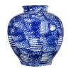 Caleb Decorative Vase, Speckled Glazed Finish, Blue-White Porcelain 9 Inch