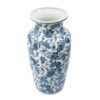 Macy Wide Decorative Vase, Traditional Floral Blue White Porcelain 12 Inch