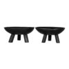 Decorative Footed Bowls Set of 2, Tripod Legs, Black Teak Wood, 12 Inch