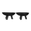Decorative Footed Bowls Set of 2, Tripod Legs, Black Teak Wood, 12 Inch