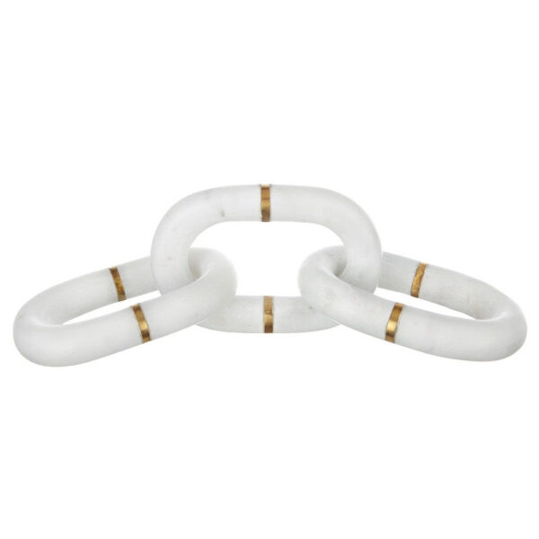 300620266a44541f0656b.jpeg Decorative Chain Link Sculpture, Gold Inlay, 14 Inch White Marble