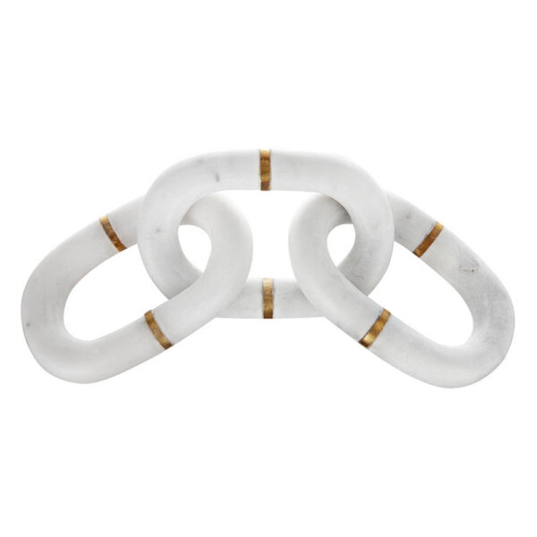 300620266a4454237b3cb.jpeg Decorative Chain Link Sculpture, Gold Inlay, 14 Inch White Marble