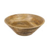 Decorative Bowl, Tapered 12 Inch Round, Textured Brown Mango Wood Finish