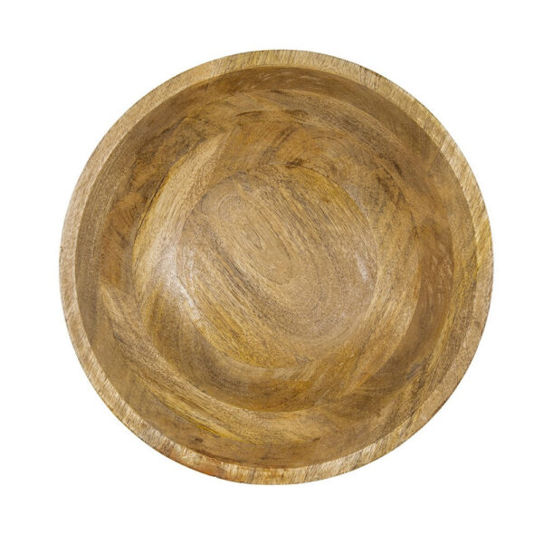 Decorative Bowl, Tapered 12 Inch Round, Textured Brown Mango Wood Finish
