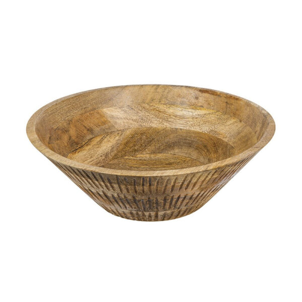 Decorative Bowl, Tapered 12 Inch Round, Textured Brown Mango Wood Finish