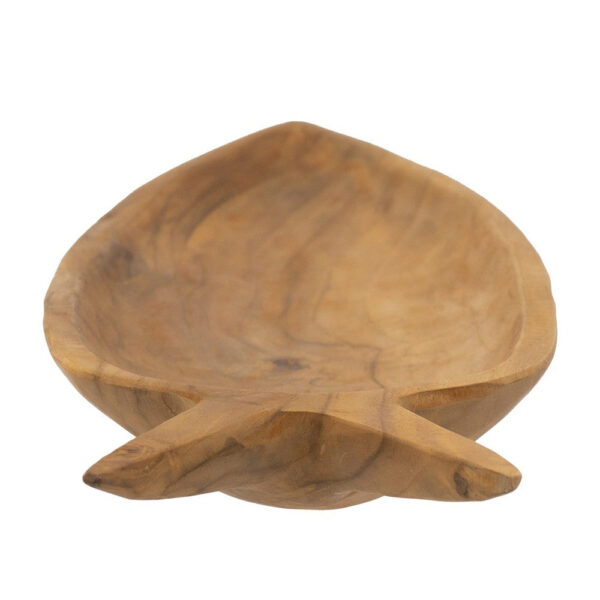 Decorative Accent Plate, Carrot Shaped 24 Inch Natural Brown Teak Wood