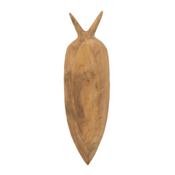 Decorative Accent Plate, Carrot Shaped 24 Inch Natural Brown Teak Wood