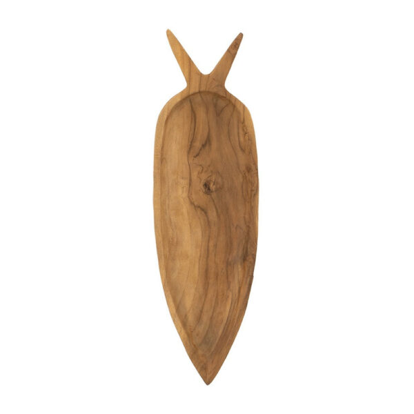 Decorative Accent Plate, Carrot Shaped 24 Inch Natural Brown Teak Wood