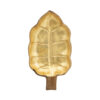 Decorative Leaf Shaped Platter with Stem Handle, 16 Inch Gold Teak Wood