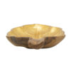 Decorative Leaf Shaped Platter with Stem Handle, 16 Inch Gold Teak Wood