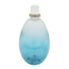 Ethan Decorative Bottle with Lid, Gold Metal Detail, Blue-White Glass 15in