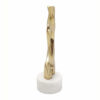 010720266a445b117ec15.jpeg Decorative Horn Sculpture, 15 Inch Gold, Contemporary White Marble Base