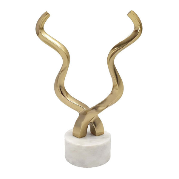 010720266a445b152e390.jpeg Decorative Horn Sculpture, 15 Inch Gold, Contemporary White Marble Base