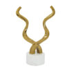010720266a445b18b55a1.jpeg Decorative Horn Sculpture, 15 Inch Gold, Contemporary White Marble Base