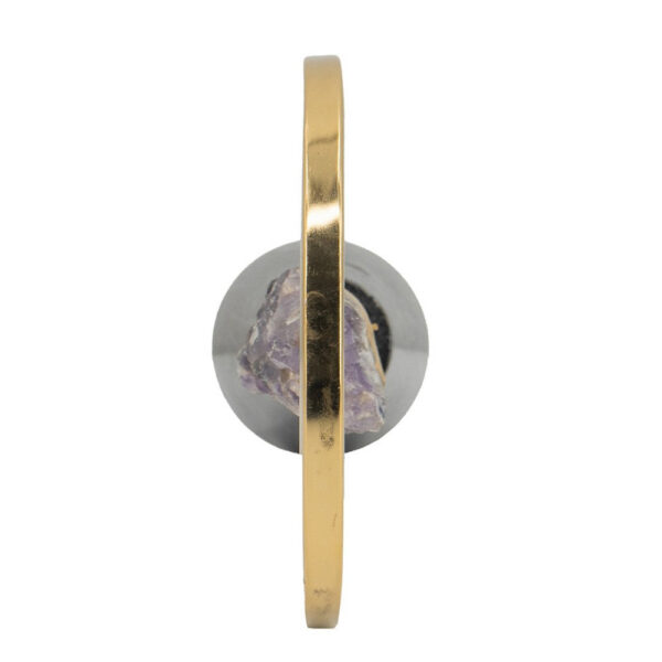010720266a445b28f1ff8.jpeg Decorative Ring Sculpture, Purple Amethyst Stone, 12 Inch Gold Black