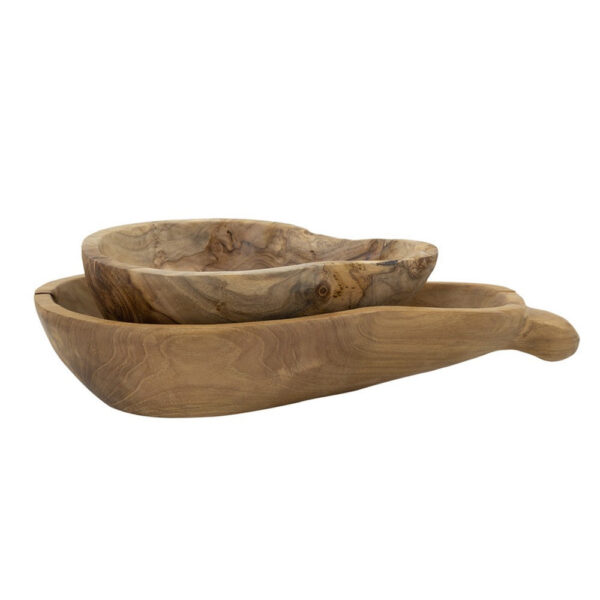 010720266a445b53225ee.jpeg Decorative Accent Gourd Shaped Bowl Set of 2, Natural Brown Teak Wood