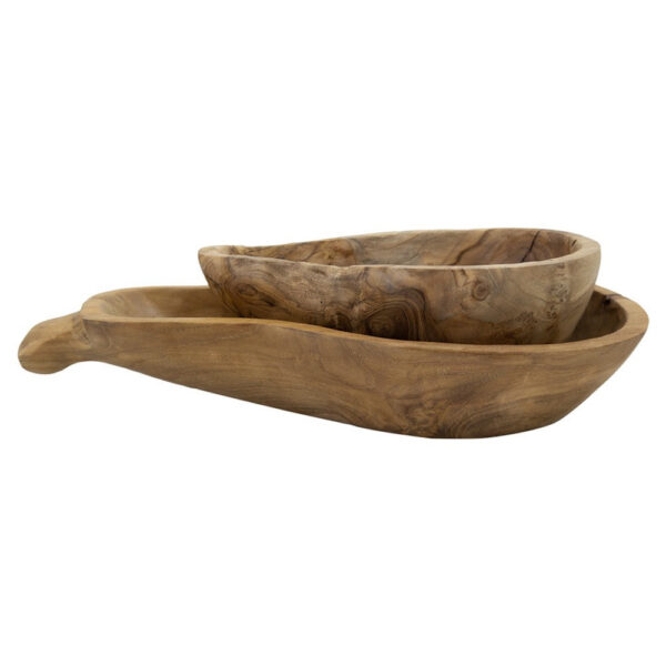 010720266a445b56b4e8e.jpeg Decorative Accent Gourd Shaped Bowl Set of 2, Natural Brown Teak Wood