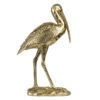 Standing Crane Figurine, 16 Inch Antique Gold Resin, Textured Feathers