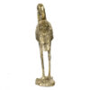 Standing Crane Figurine, 16 Inch Antique Gold Resin, Textured Feathers