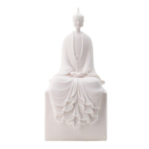 Sitting Sculpture, Peaceful Meditation Gesture, White Resin 19 Inch