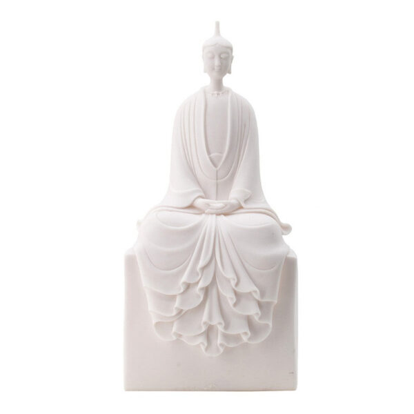 Sitting Sculpture, Peaceful Meditation Gesture, White Resin 19 Inch