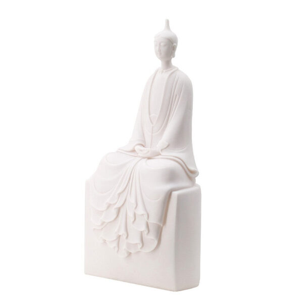 Sitting Sculpture, Peaceful Meditation Gesture, White Resin 19 Inch