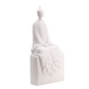 Sitting Sculpture, Peaceful Meditation Gesture, White Resin 19 Inch