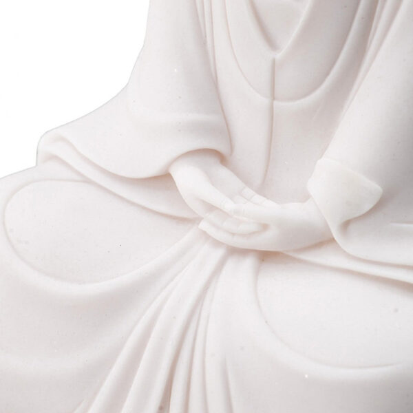 Sitting Sculpture, Peaceful Meditation Gesture, White Resin 19 Inch
