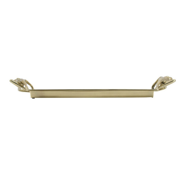 010720266a446379567b9.jpeg Decorative Tray, Vintage Figural Handles, Polished Gold Aluminum 25 Inch
