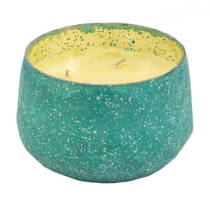 Myla Scented Soy Wax Candle, Round Glass Vessel, Natural Teal Blue